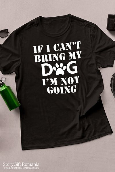 StoryGift Romania Men's T-shirt for those who never go anywhere without their dog with print on the front, 10 STG