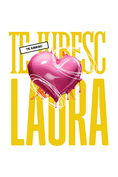 StoryGift Romania Sticker Adeziv 90CM Te Iubesc Laura, Dragoste, Inima, Iubir...