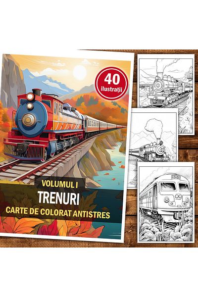 Legendary Gifts Anti-stress Coloring Book, 40 Illustrations Trains - Volume I, , Format: A4,