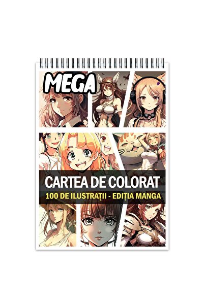 Legendary Gifts Mega carte de colorat antistres, 100 de ilustrații manga, 206...