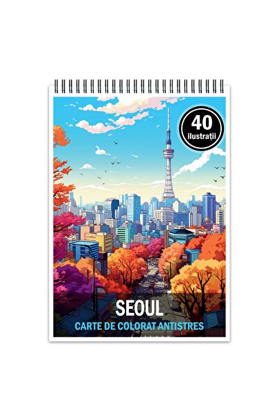Legendary Gifts Carte de colorat antistres, 40 de ilustrații din Seul, 86 de ...