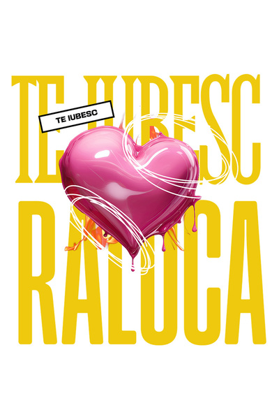 StoryGift Romania Sticker Eticheta 40CM Te Iubesc Raluca, Dragoste, Inima, Iu...