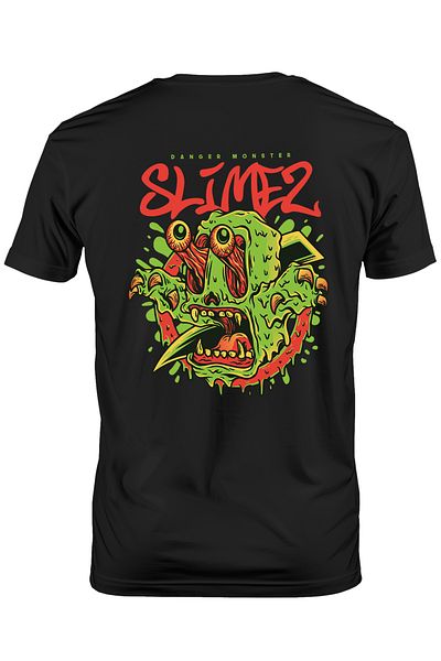 StoryGift Romania Tricou Barbati Cu Slime Verde Infricosator Cu Ochii Iesiti Si Colti Ascutiti, Text In EnglSTG