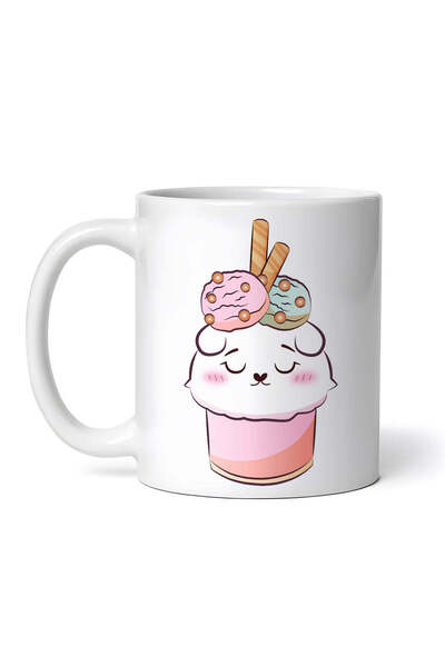 OEM Cană albă personalizată, cupă de înghețată în formă de pisică, INOVATIX®....