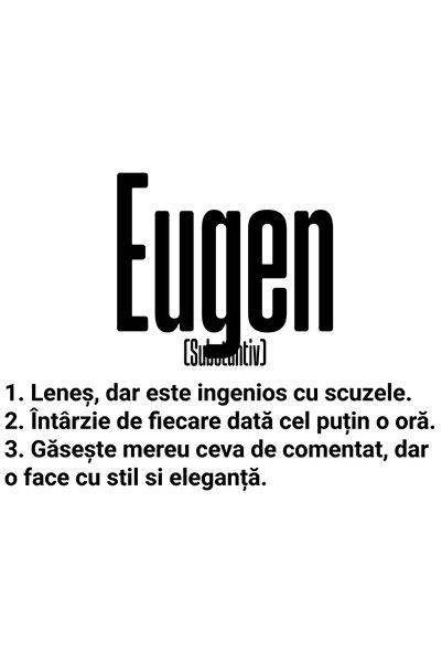 StoryGift Romania Sticker Autocolant 70CM Cu Numele Eugen, Amuzant, Lenes, Haios, Funny, Personalizat, Cadou cu