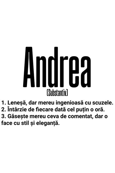 StoryGift Romania Sticker Adeziv 90CM Cu Numele Andrea, si Mesaj Amuzant, Len...