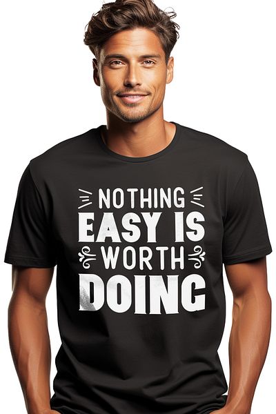 StoryGift Romania Men's T-shirt With A Message That Urges You Not To Invest Time In Easy Things With Stg Print