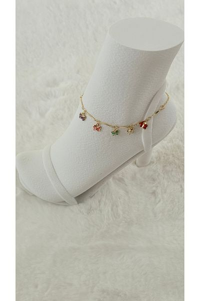 GM TAKI Colorful Butterfly Figured Gold Chain Women's Anklet