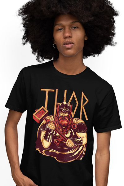 StoryGift Romania Tricou Barbati Cu Portret Luptator Istoric Cu Ciocan, Luptator Greac, Thor, Viking, Iubito STG