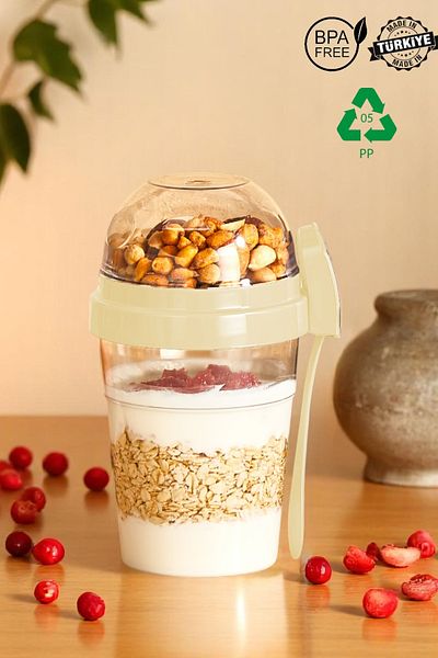 MUF HOME حاوية النظام الغذائي مع وعاء وملعقة وشوكة - حاوية الزبادي - حاوية سلطة عملية - حاوية وجبات خفيفة عملية