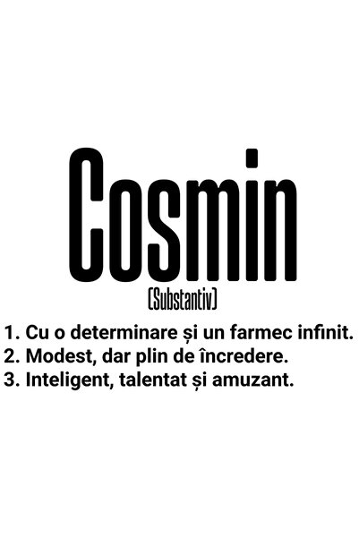 StoryGift Romania Sticker Autocolant 70CM Cu Numele Cosmin, Determinare, Mode...