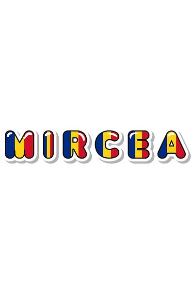 StoryGift Romania Sticker Adeziv 90CM Cu Numele Mircea, Romania, Suporter, Steagul Romaniei, Patriot cu Margini