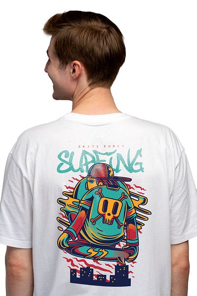 StoryGift Romania Tricou bărbătesc cu text în engleză, surfing boy on skateboard skull tricou, Sstg