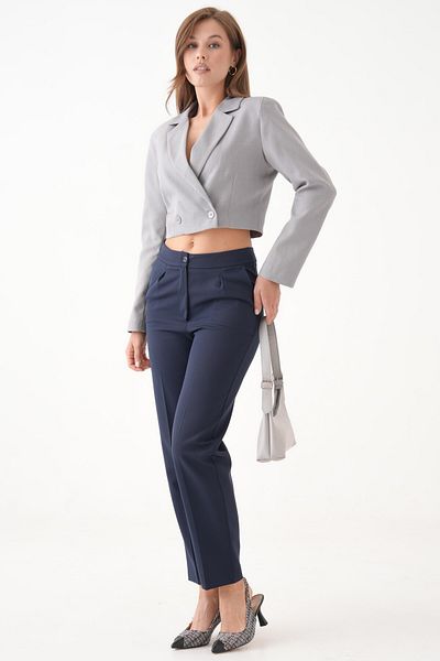 Saade Gray Double Breasted Crop Jacket