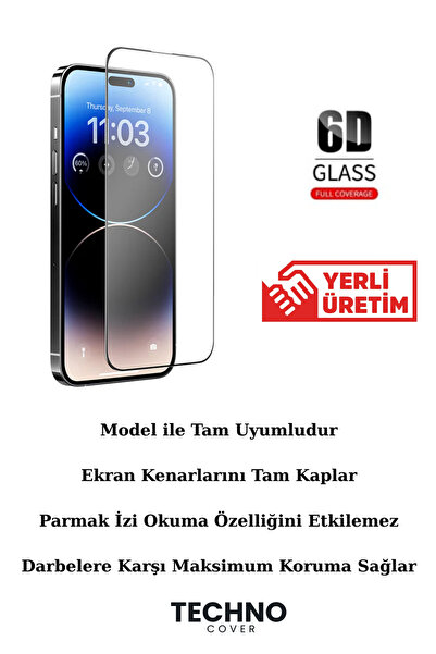 foxpower İphone 14 Pro Max Uyumlu 6D Tam Kaplayan Kırılmaz Cam