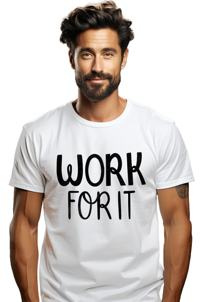 StoryGift Romania Tricou bărbătesc cu mesajul motivațional „work For It” - Wo...