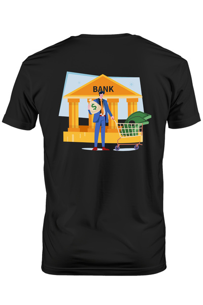 StoryGift Romania Tricou bărbătesc cu imprimeu bancar, financiar, bani, costu...