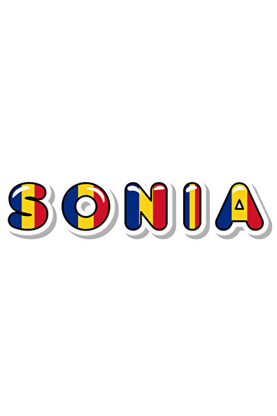StoryGift Romania Sticker Autocolant 70CM Cu Numele Sonia, Romania, Suporter,...