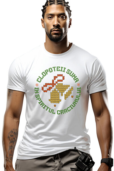 StoryGift Romania Tricou bărbătesc cu imprimeu clopotele sună în spiritul săr...