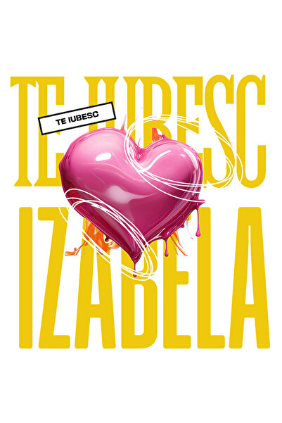 StoryGift Romania Sticker Autocolant 70CM Te Iubesc Izabela, Dragoste, Inima, Iubire, Sfantul Valentin, Dragobet