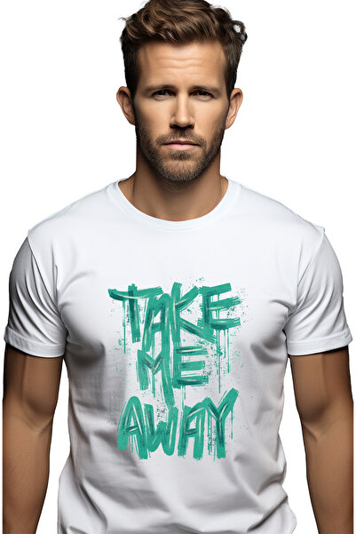 StoryGift Romania Tricou bărbătesc cu mesaj în engleză „Take Me Away”, graffi...