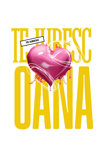 StoryGift Romania Sticker Eticheta 40CM Te Iubesc Oana, Dragoste, Inima, Iubi...