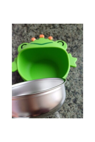 Flippy 3-Piece Baby Weaning Set – Bowl, Spoon & Fork, Duck Model, Silicone & Stainless Steel, Gree