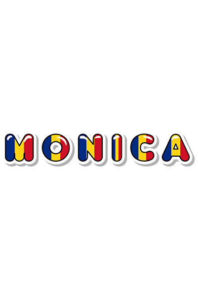 StoryGift Romania Sticker Adeziv 90CM Cu Numele Monica, Romania, Suporter, St...