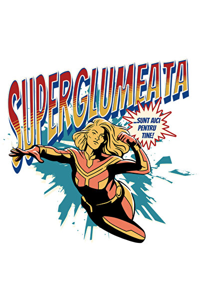 StoryGift Romania Sticker Autocolant 70CM Super Glumeata, SuperErou Sunt Aici...