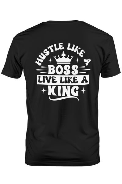 StoryGift Romania Tricou Barbati cu mesajul "Hustle like a boss, live like a ...
