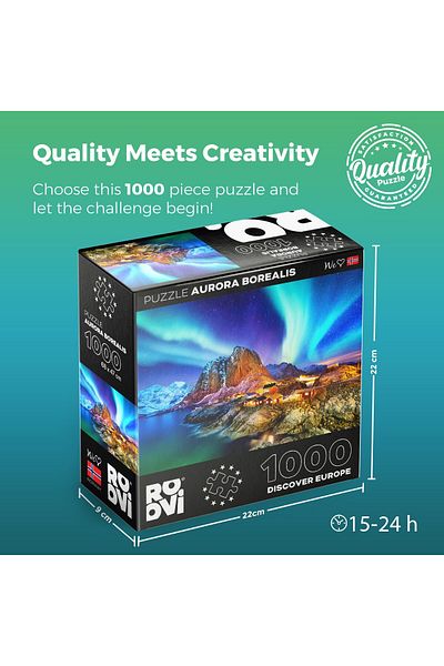 D-Toys Aurora Boreală, Norvegia - Puzzle pentru adulți 1000 de piese - Descoperă Europa