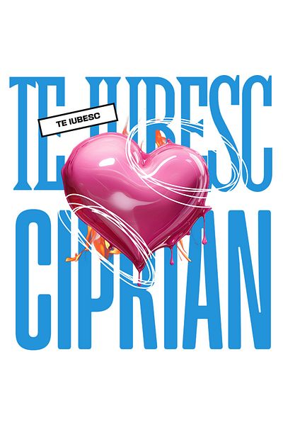 StoryGift Romania Sticker Eticheta 40CM Te Iubesc Ciprian, Dragoste, Inima, Iubire, Sfantul Valentin, Dragobete,
