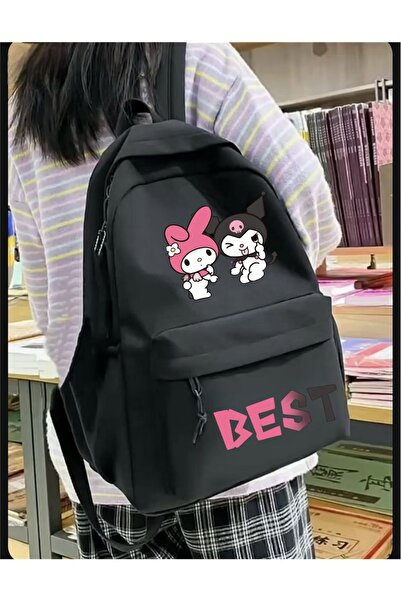 Minga London Rucsac negru Sanrio Kuromi Best New Season imprimat pentru școal...
