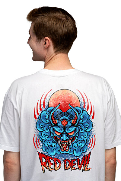 StoryGift Romania Tricou bărbătesc cu mesaj în engleză Diavol roșu, Oni, masc...