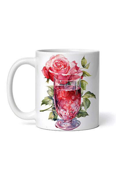 OEM Εξατομικευμένη λευκή κούπα, κόκκινο ποτήρι και τριαντάφυλλο, INOVATIX®. 3...