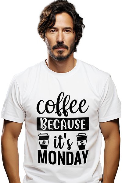 StoryGift Romania Men's T-shirt for coffee lovers who drink it every Monday with Fat STG print