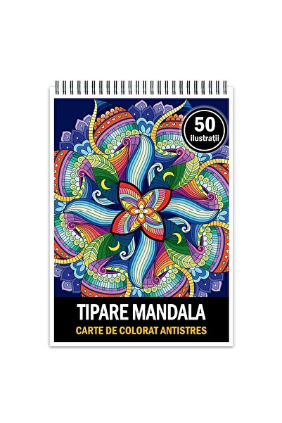 Legendary Gifts Carte de colorat antistres, 50 de ilustrații cu modele Mandala, format: A4