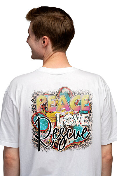 StoryGift Romania Tricou Barbati Cu Mesajul "peace, Love, Rescue", Caine, Ani...