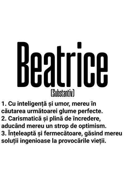 StoryGift Romania Sticker Eticheta 50CM Cu Numele Beatrice, si Mesaj Motivati...