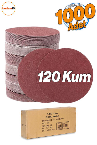 Badem10 Cırt Zımpara 1000 Adet (120 KUM) 115 Mm Spiral Avuç Taşlama Matkap Uy...