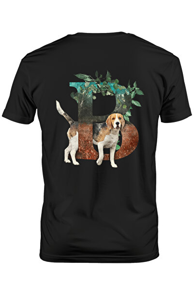 StoryGift Romania Tricou Barbati Cu Beagle, Catel, Litera, B, Frunze, Cu Impr...