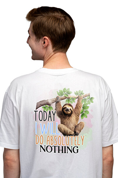 StoryGift Romania Tricou bărbătesc cu leneș/animal leneș cu mesajul „astăzi n...