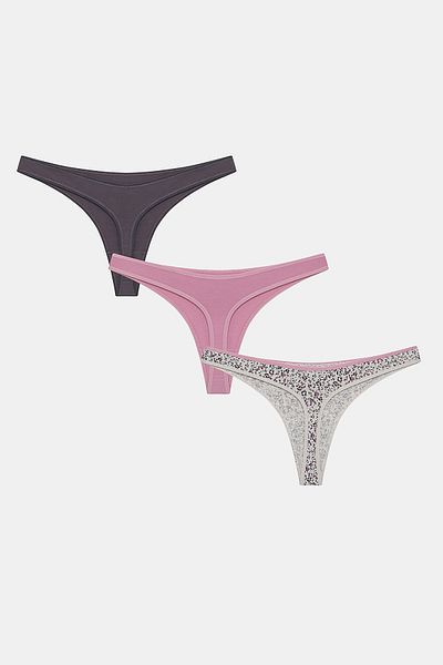 Penti Chiloți tanga multicolori din bumbac Wild Leo