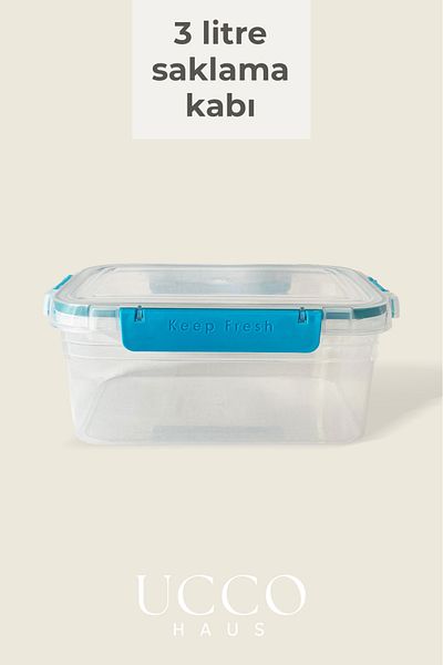 UCCO Leakproof Storage Container with Lock – 3 Liter Sealed Food Container, Microwave and Dishwasher Safe