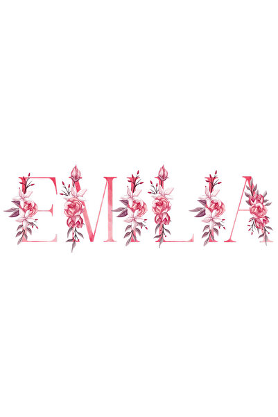 StoryGift Romania Sticker Autocolant 70CM Cu Numele Emilia, Floral, Colorat, ...