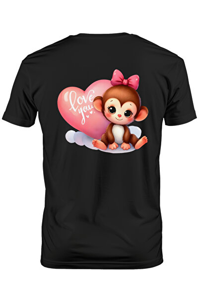 StoryGift Romania Tricou bărbătesc cu maimuță și inimă cu mesajul „Te iubesc”...