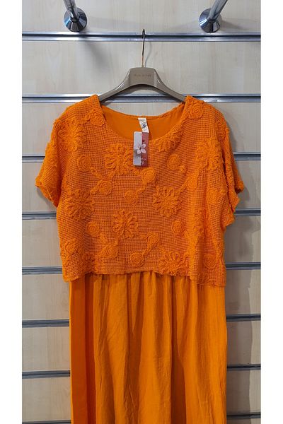 Park Moda Italian Dress Mesh Detailed Floral Motif Cotton Dress