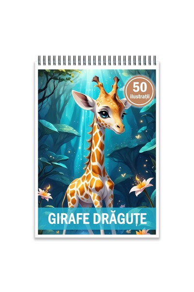 Legendary Gifts Carte de colorat, 50 de ilustrații, girafe drăguțe, 106 pagini