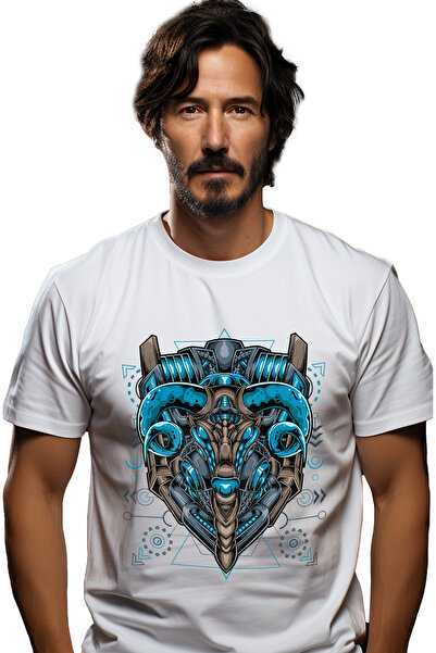 StoryGift Romania Tricou bărbătesc cu Berbec, Mecha, Robot, Geometric, Sf, Cy...