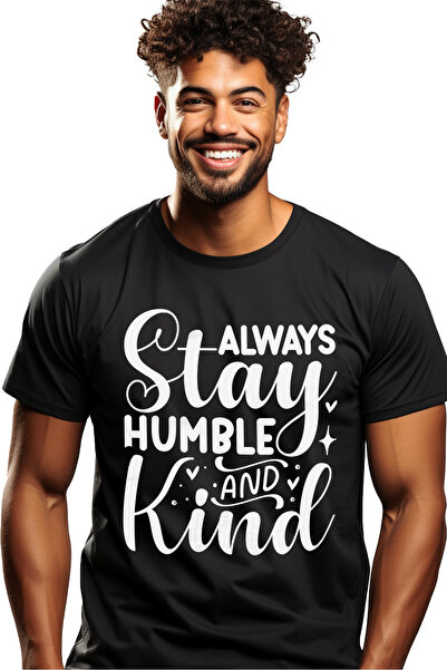 StoryGift Romania Tricou Barbati cu inimioare si mesajul "Always stay humble ...